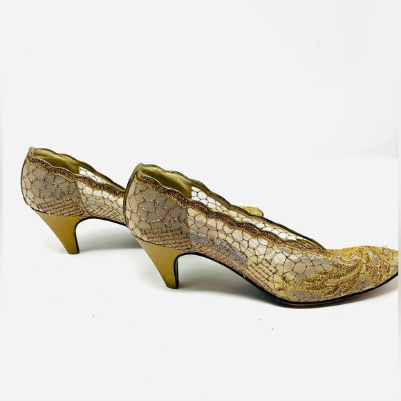 Stuart Weltzman For Martinique Gold Colored High Heels US 8 1/2 NO HEEL CAPS - Picture 2 of 15